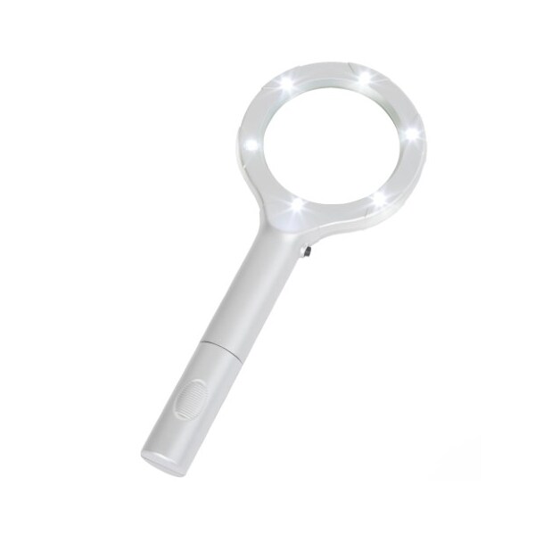 Fleming Supply Magnifying Glass with LED Light, Lightweight Handheld Lighted 4x Magnifier (Silver) 960730WOA - main